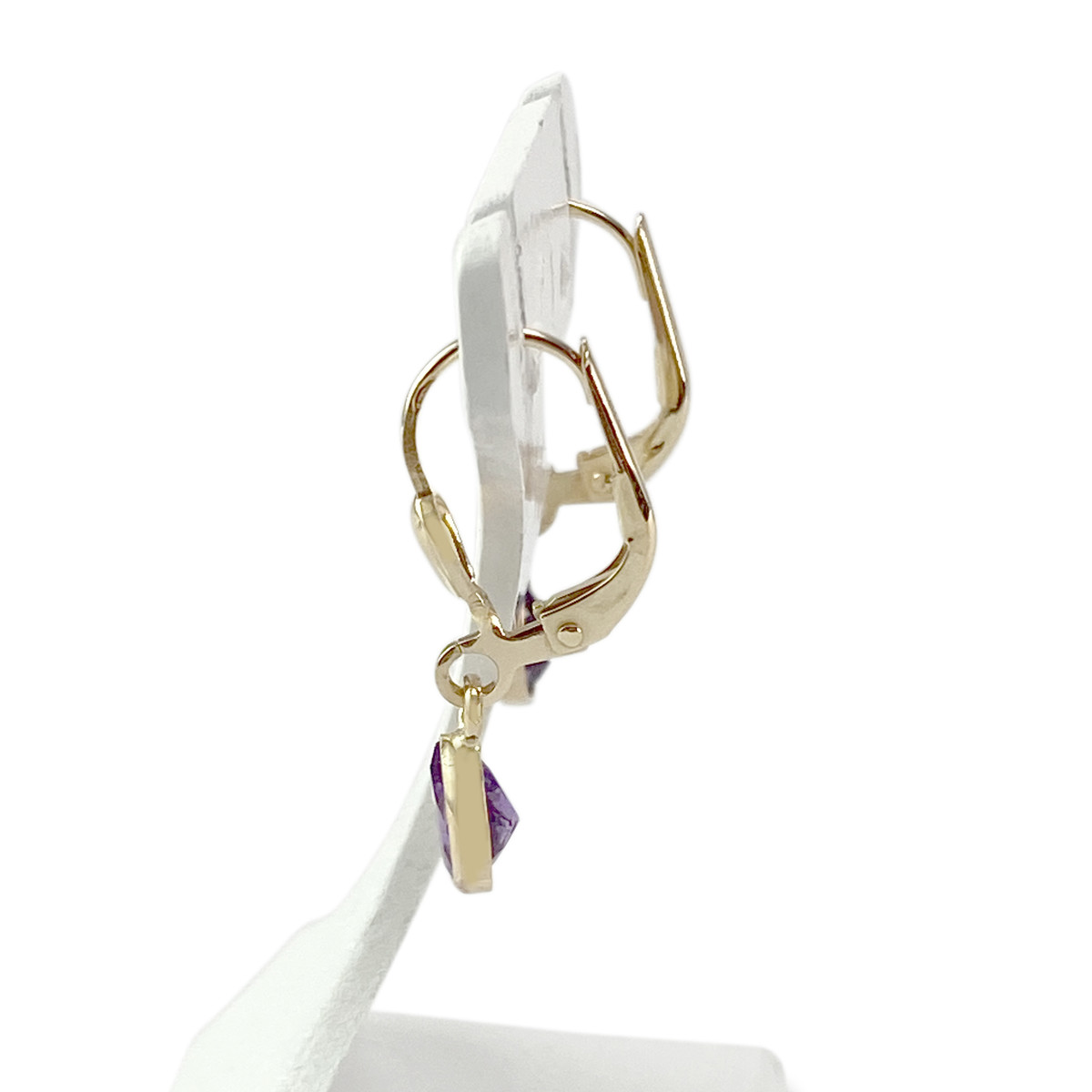Boucles d'oreilles d'occasion or 750 jaune améthystes - vue 2