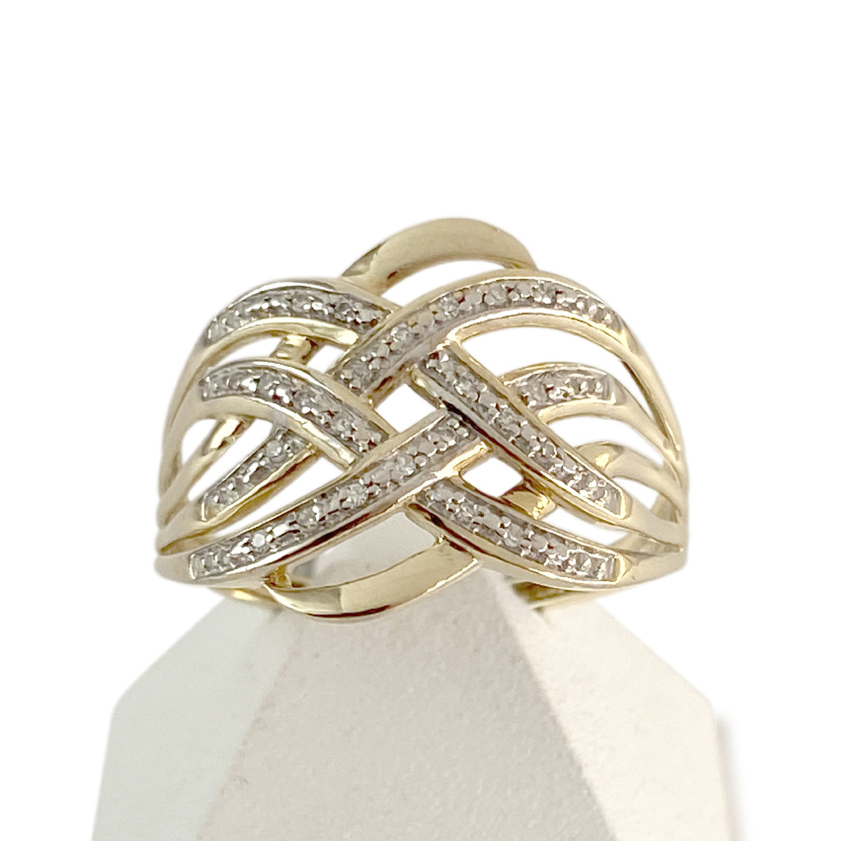 Bague d'occasion or 375 2 tons diamants