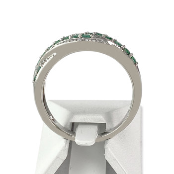 Bague d'occasion or 750 blanc diamants émeraudes