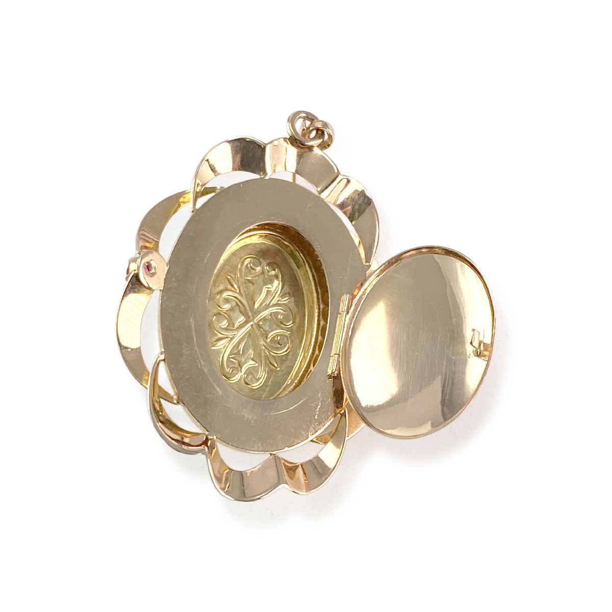 Pendentif d'occasion or 750 jaune rubis perles - vue 2