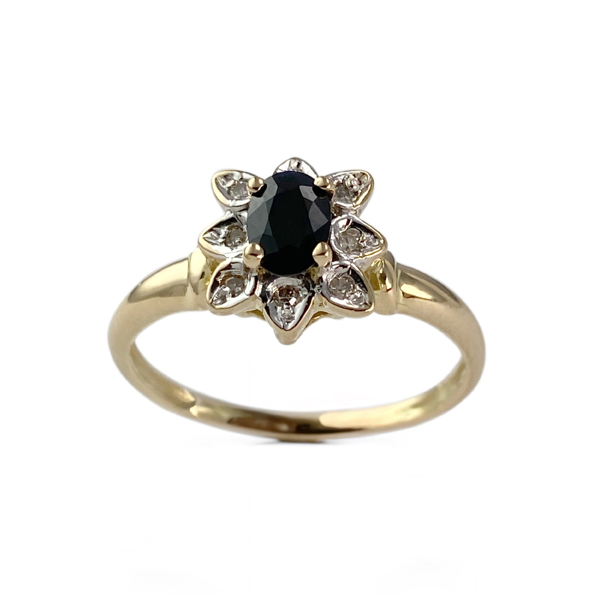 Bague d'occasion or 750 jaune et rhodié saphir diamants