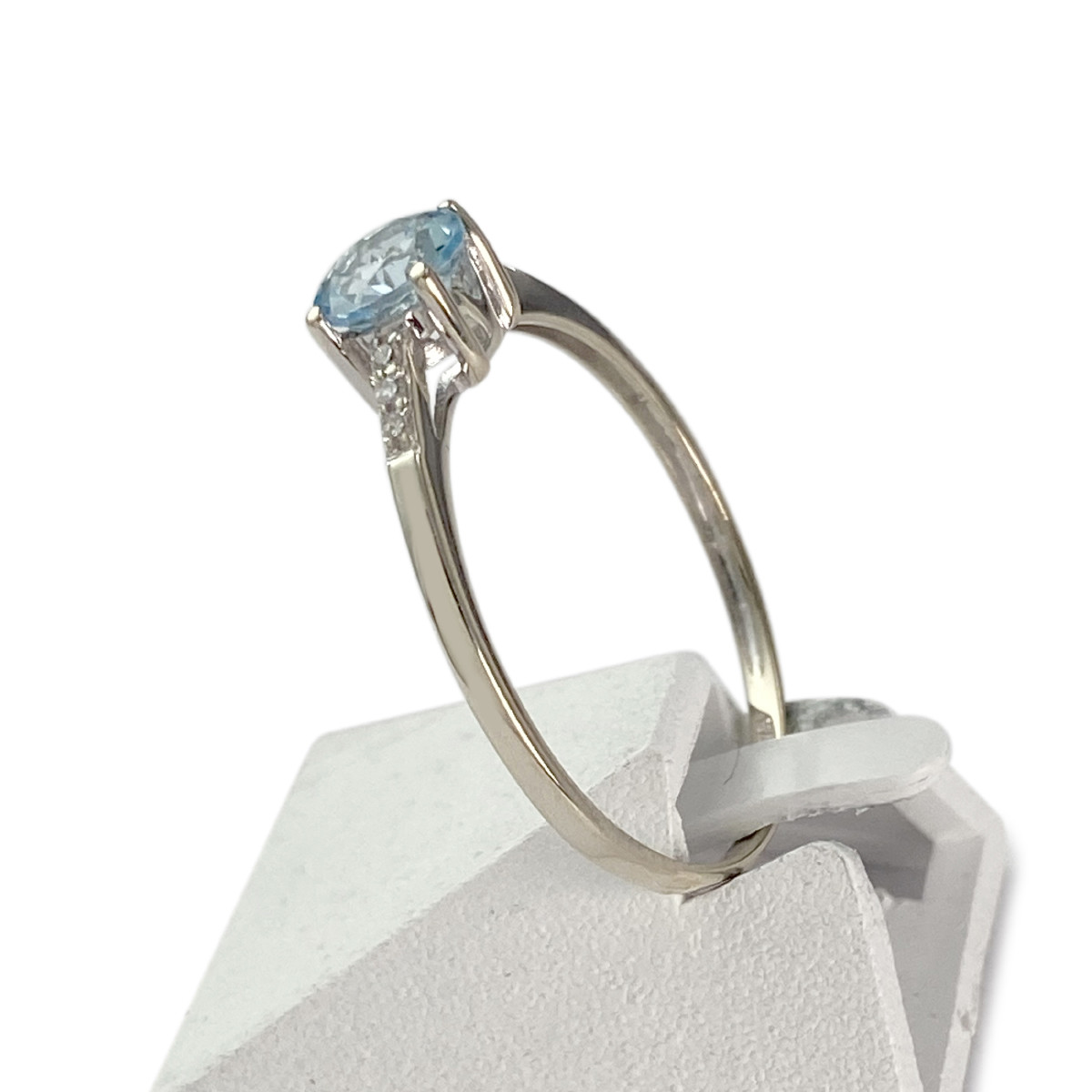 Bague d'occasion or 375 blanc diamants topaze - vue 2