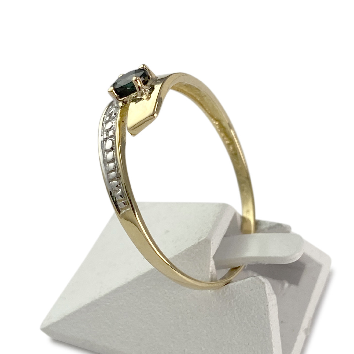 Bague d'occasion or 750 jaune et rhodié saphir - vue 2