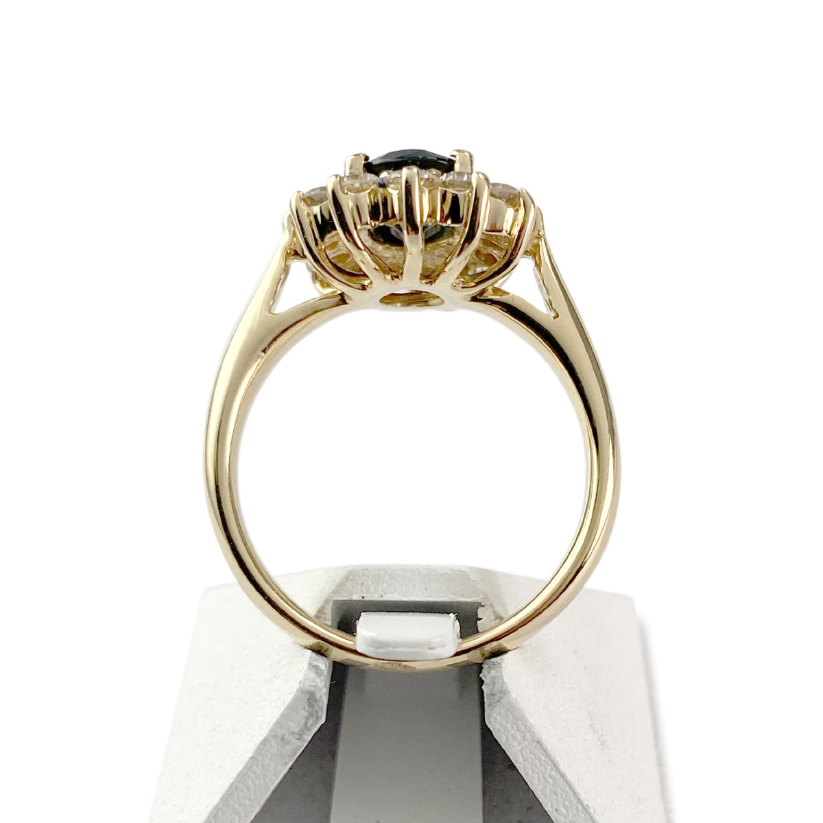Bague d'occasion or 750 jaune saphir 12 diamants - vue 3