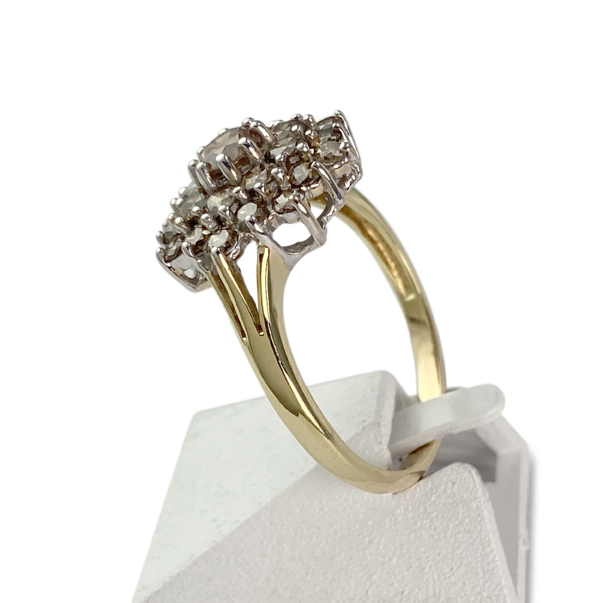 Bague d'occasion 2 ors 375 diamants ambrés - vue 2