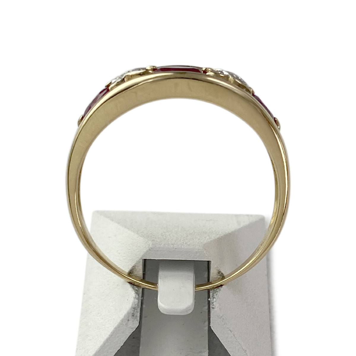 Bague d'occasion or 750 jaune et rhodié rubis diamants - vue 3