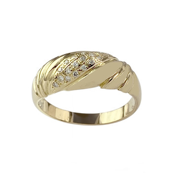 Tweedehands gouden ring 750 gele diamanten