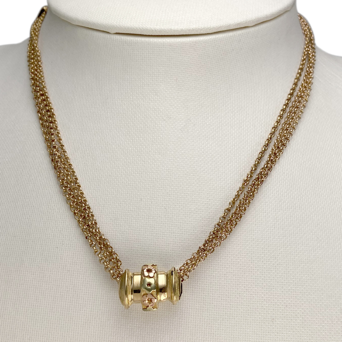 Collier 4 rang d'occasion 2 ors 750 maille jaseron 38,5 cm - vue 2