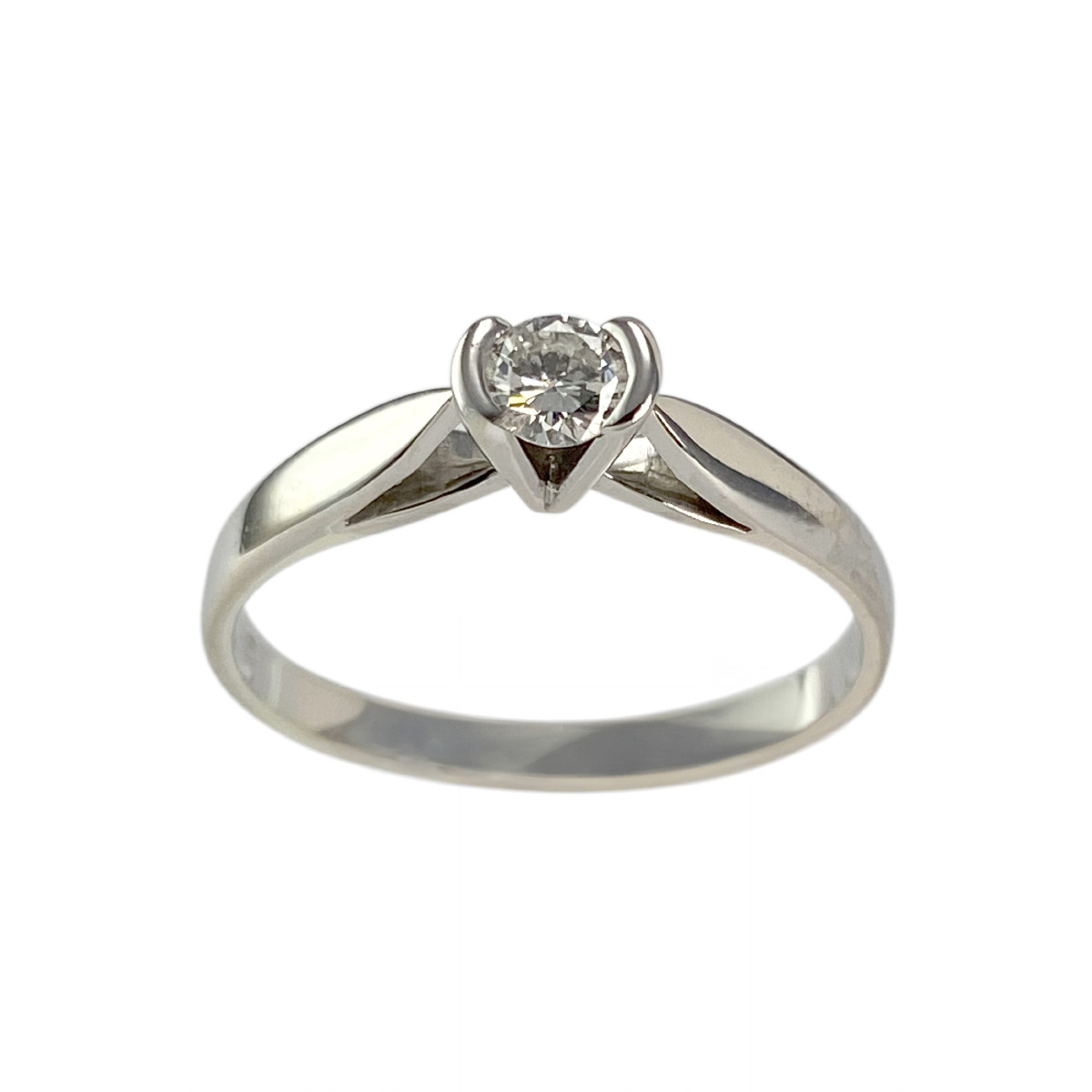 Bague solitaire or 750 blanc diamant 0.15 carat