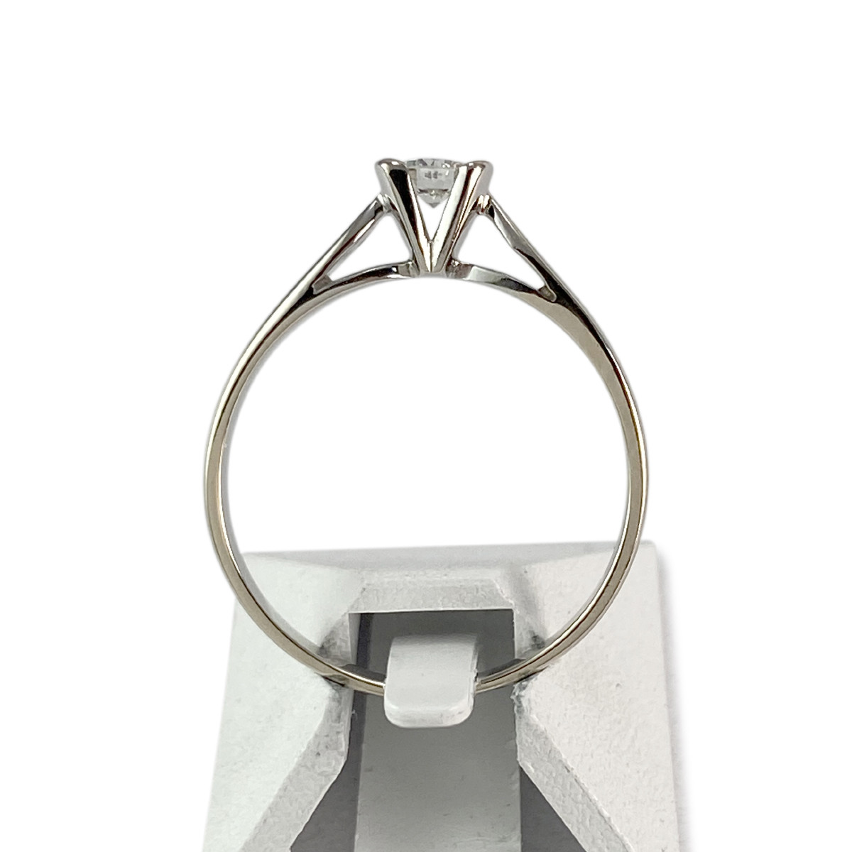 Bague solitaire or 750 blanc diamant 0.15 carat - vue 3