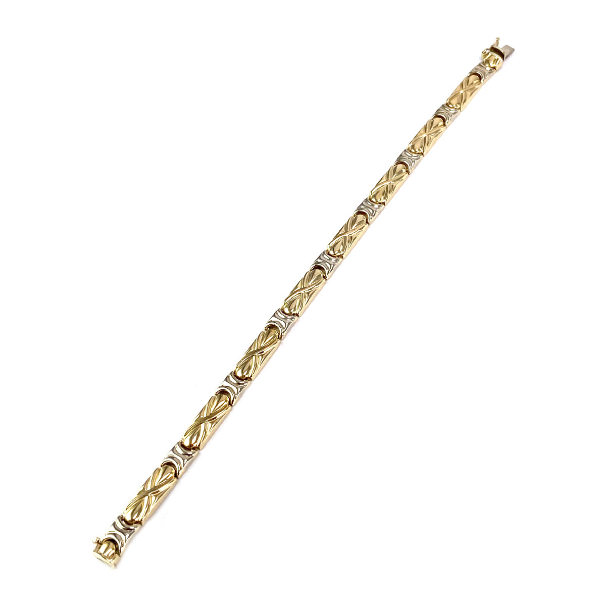 Bracelet d'occasion or 750 jaune et rhodié 19 cm - vue 2