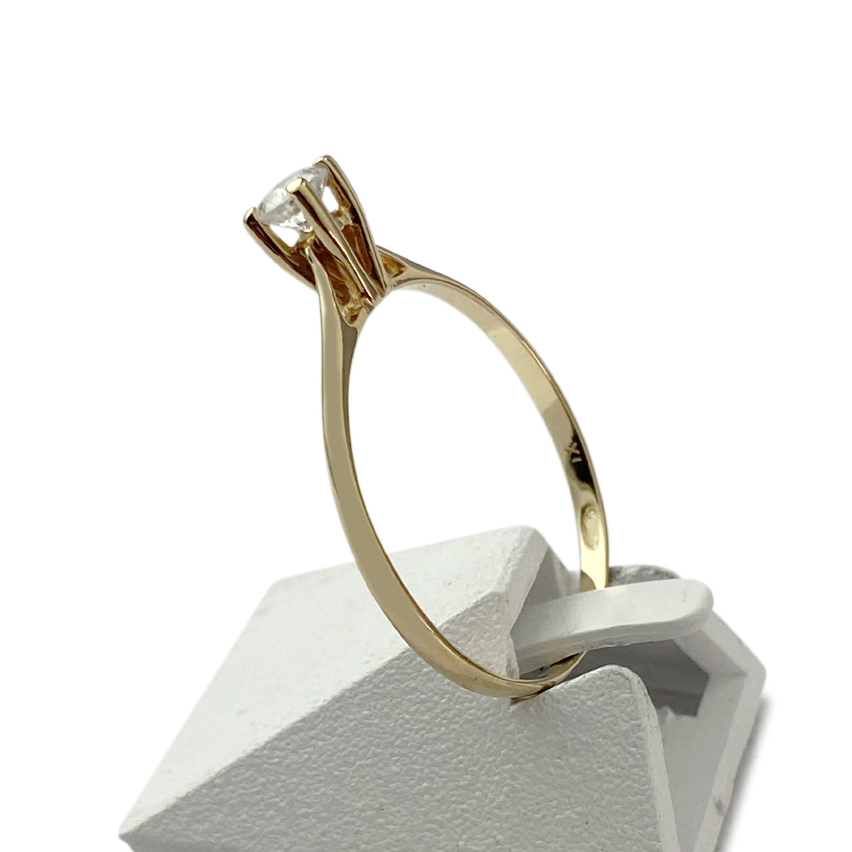 Solitaire d'occasion or 750 jaune zirconia - vue 2