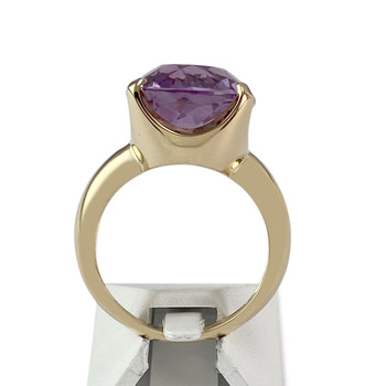 Tweedehands gouden ring 750 gele amethist