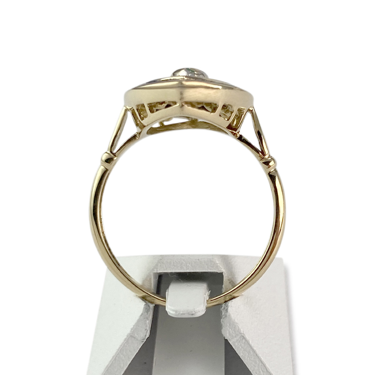 Bague d'occasion or 750 jaune et rhodié diamants saphirs émeraude - vue 3