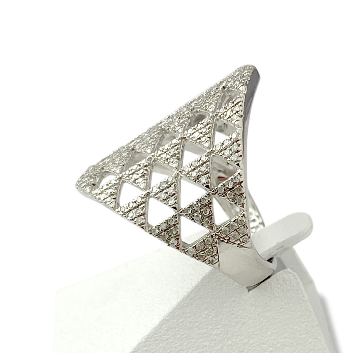 Bague d'occasion or 375 blanc diamants - vue 2