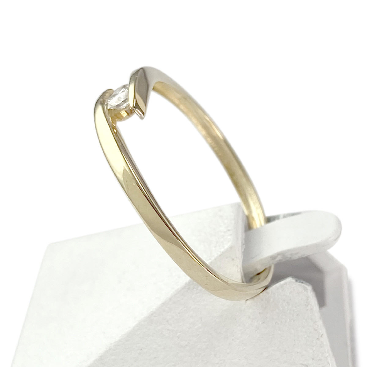 Solitaire d'occasion or 375 jaune et rhodié diamant 0.10 carat - vue 2