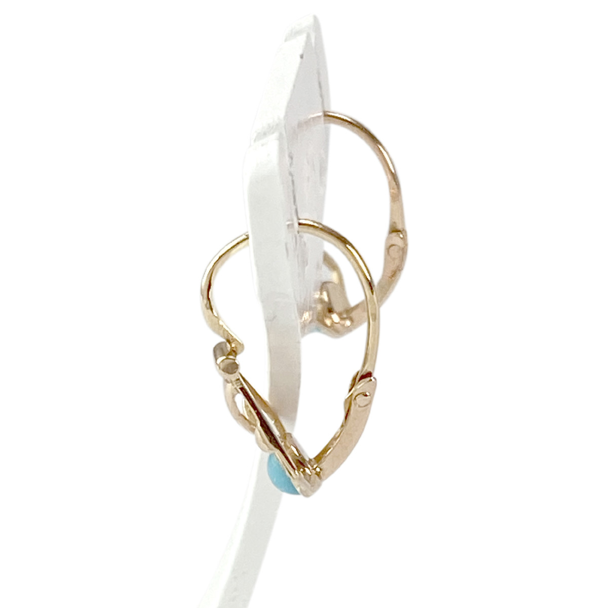 Boucles d'oreilles brisures d'occasion or 750 jaune turquoises imitations - vue 2