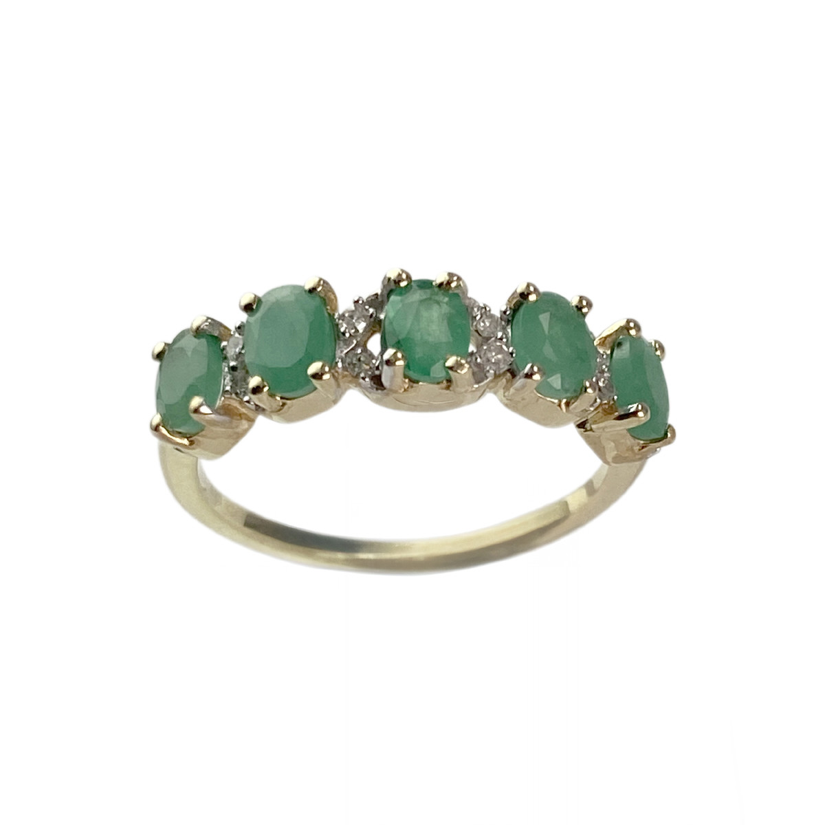 Bague d'occasion or 375 2 tons émeraudes diamants