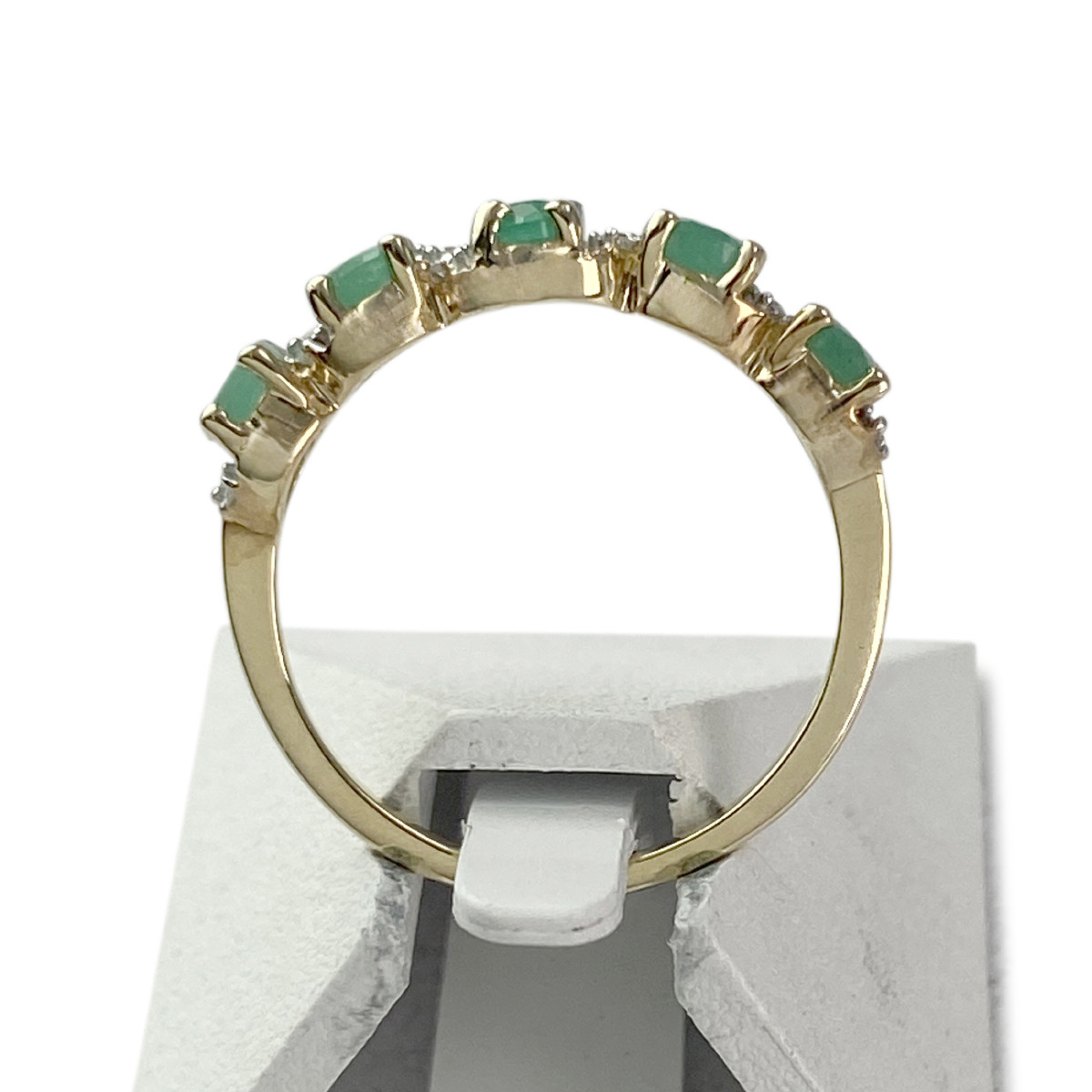 Bague d'occasion or 375 2 tons émeraudes diamants - vue 3