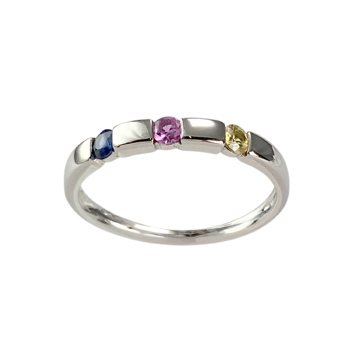 Bague d'occasion or 750 blanc saphirs