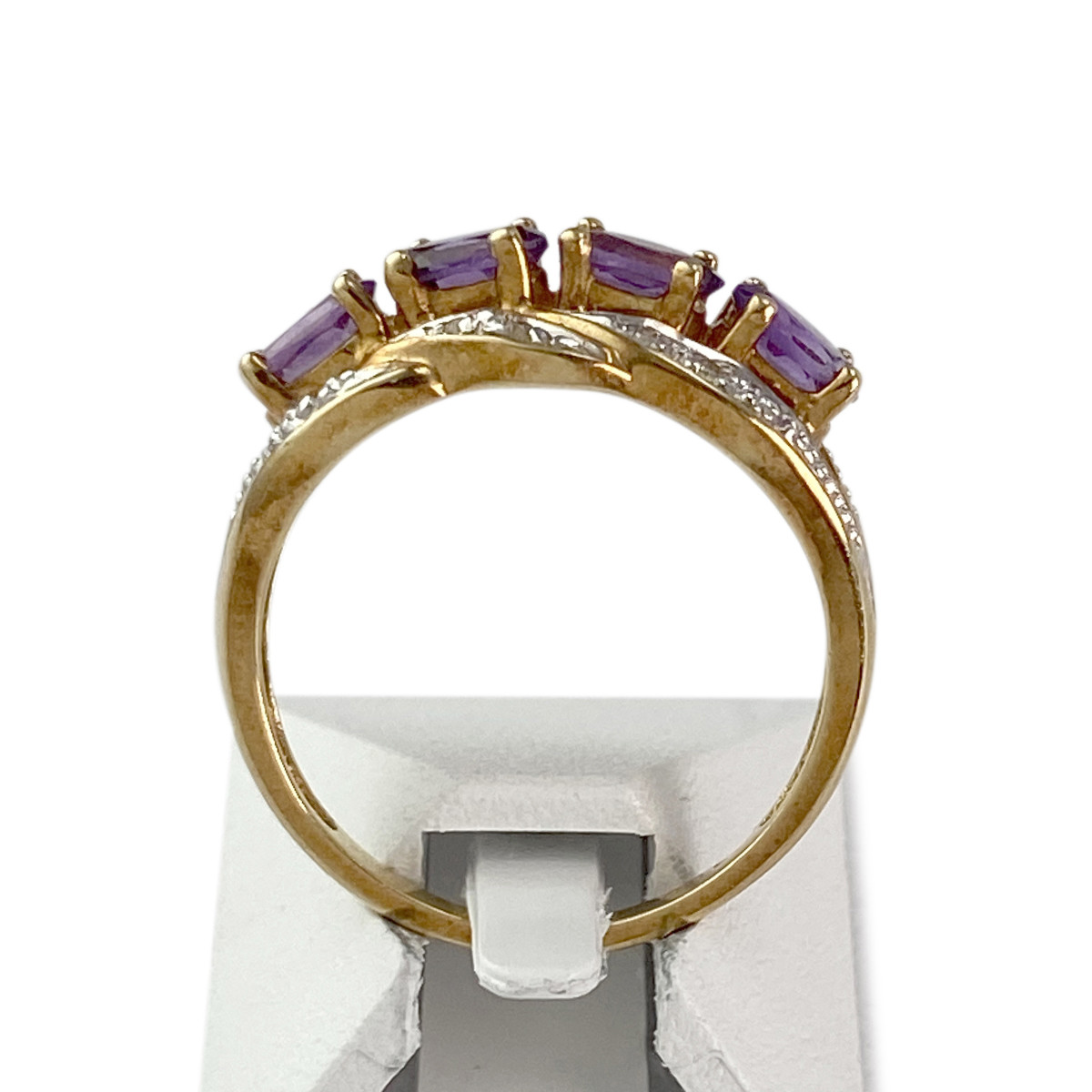 Bague d'occasion or 750 2 tons améthystes et diamants - vue 3