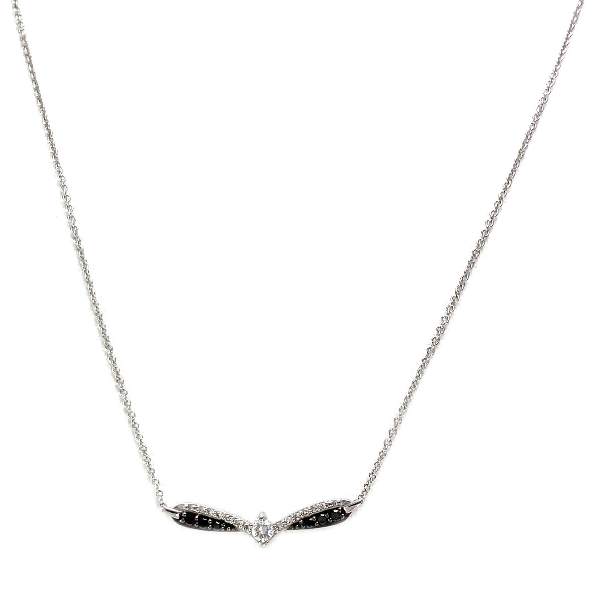 Collier d'occasion or 375 blanc diamants 43 cm