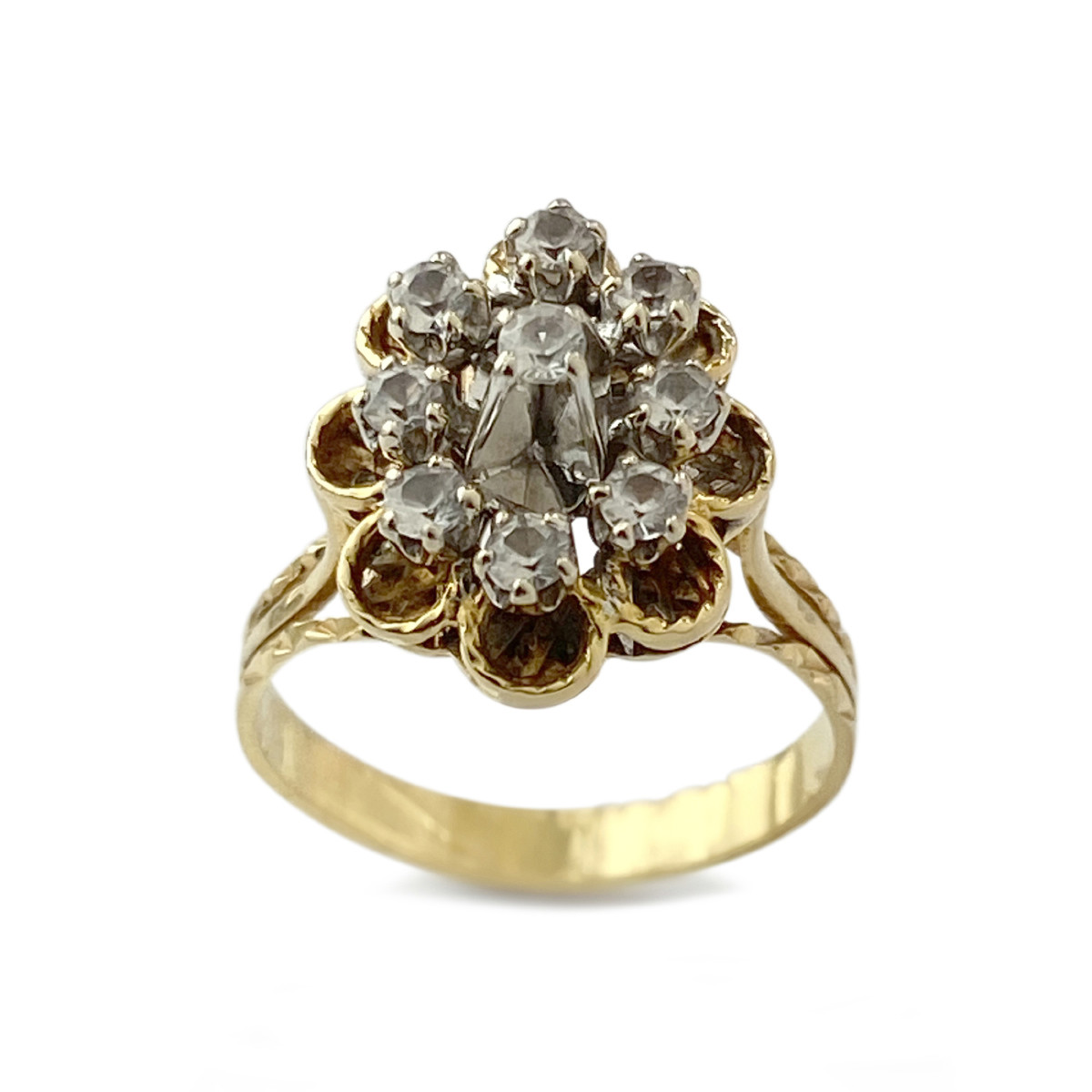 Bague d'occasion 2 ors 750 spinelles synthétiques