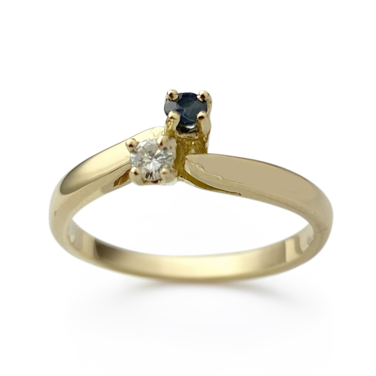 Bague d'occasion or 750 jaune saphir diamant