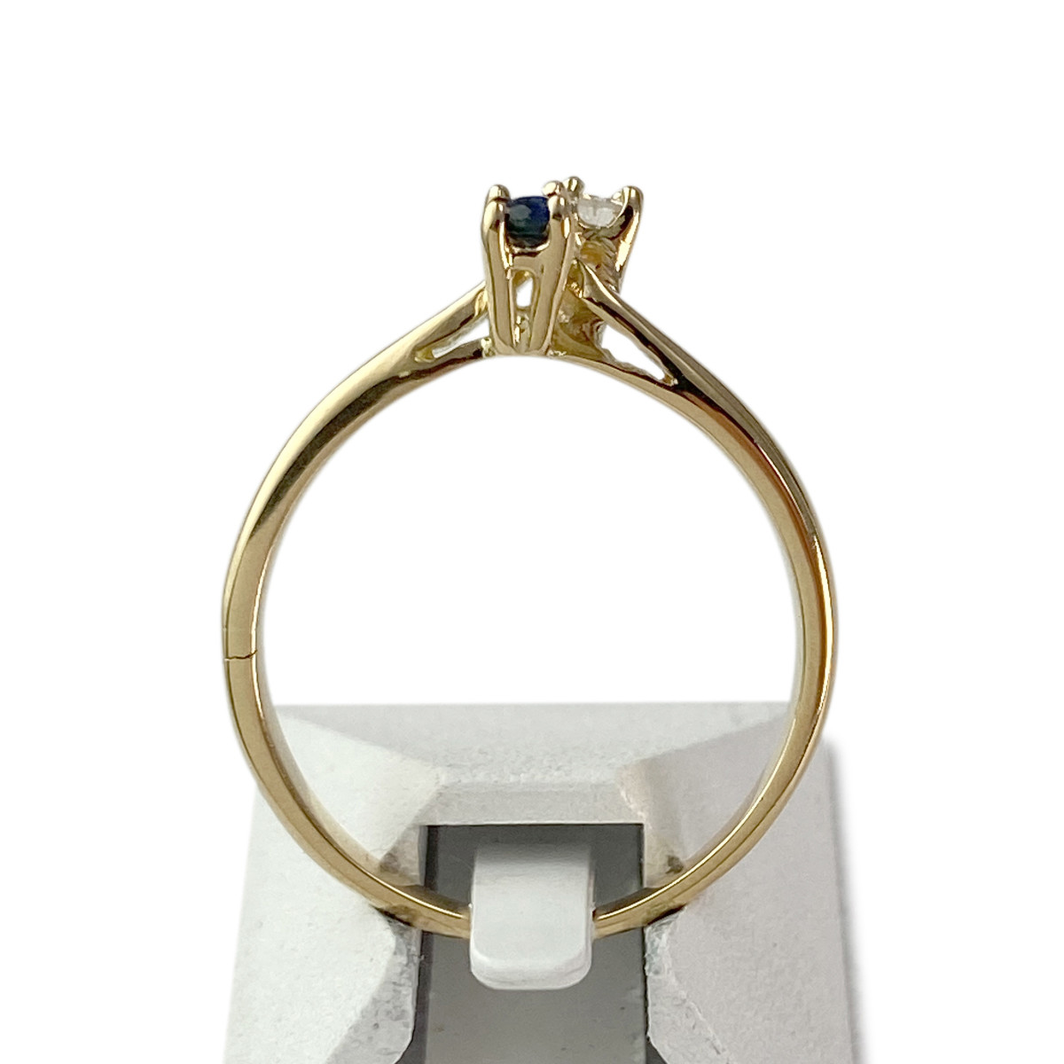 Bague d'occasion or 750 jaune saphir diamant - vue 3