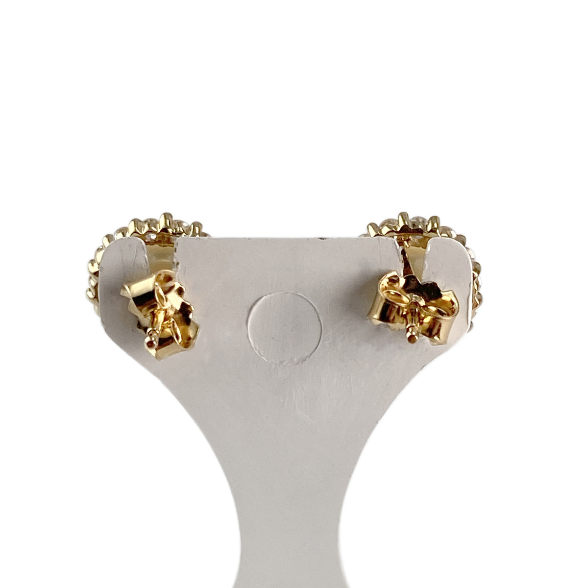 Boucles d'oreilles d'occasion or 750 jaune perles bouton zirconias - vue 3