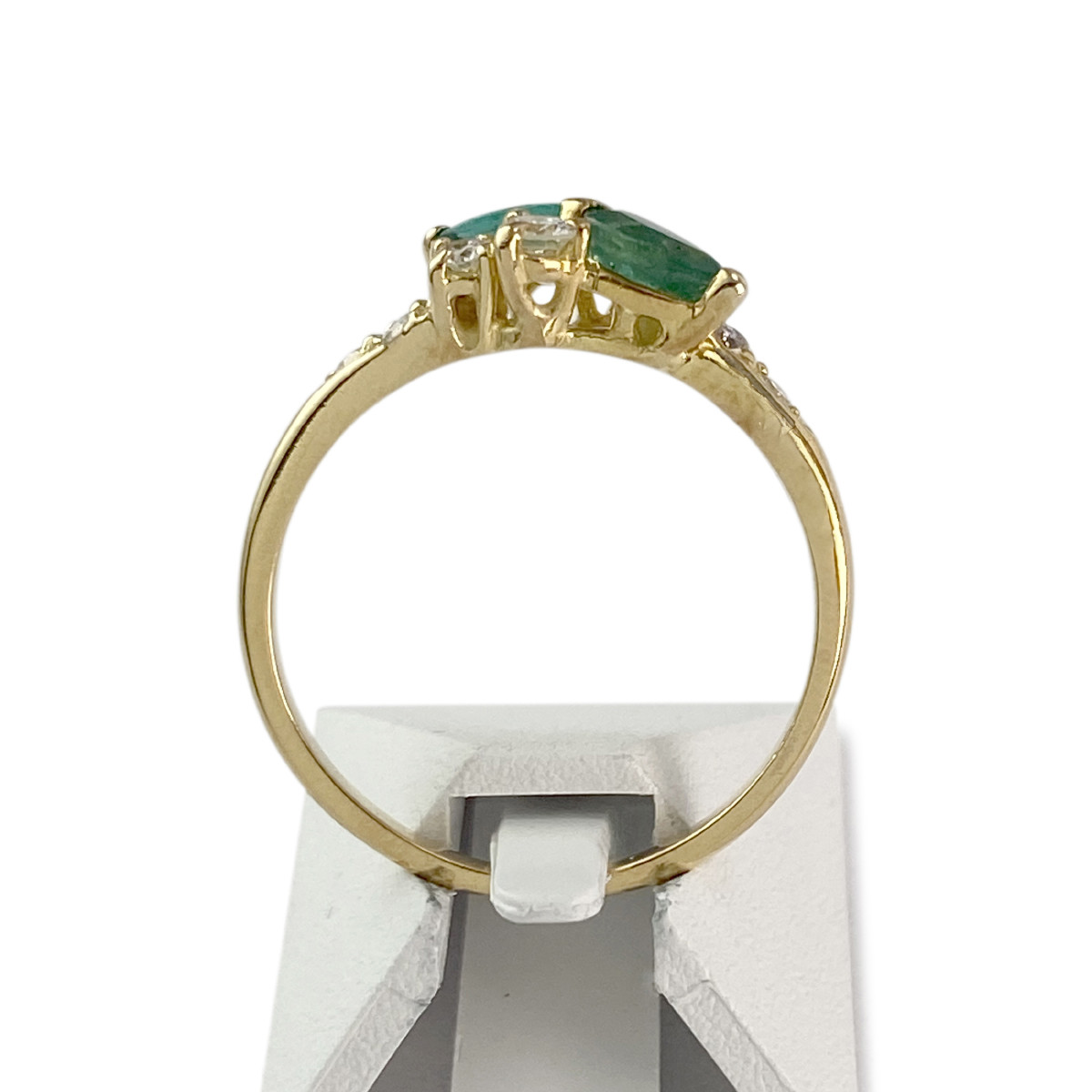 Bague d'occasion or 750 jaune émeraudes diamants - vue 3