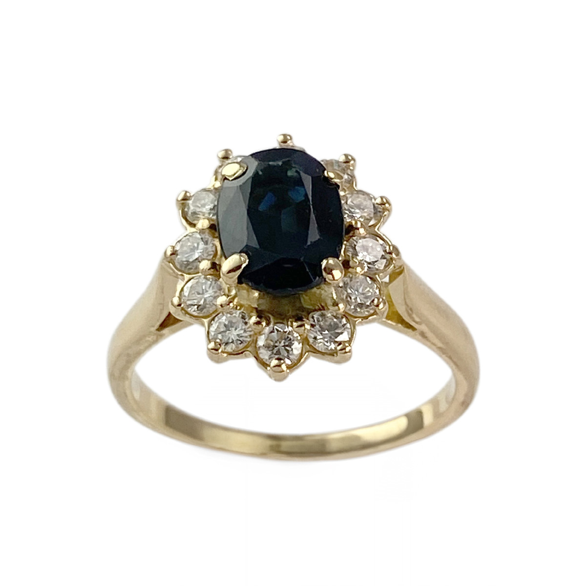 Bague d'occasion or 750 jaune saphir diamants