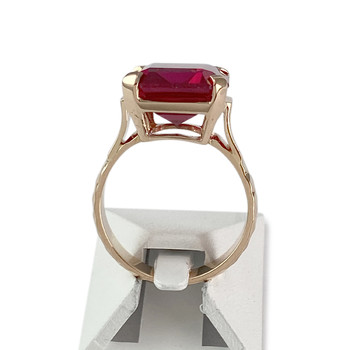 Tweedehands goud 750 gele robijn synthetische ring