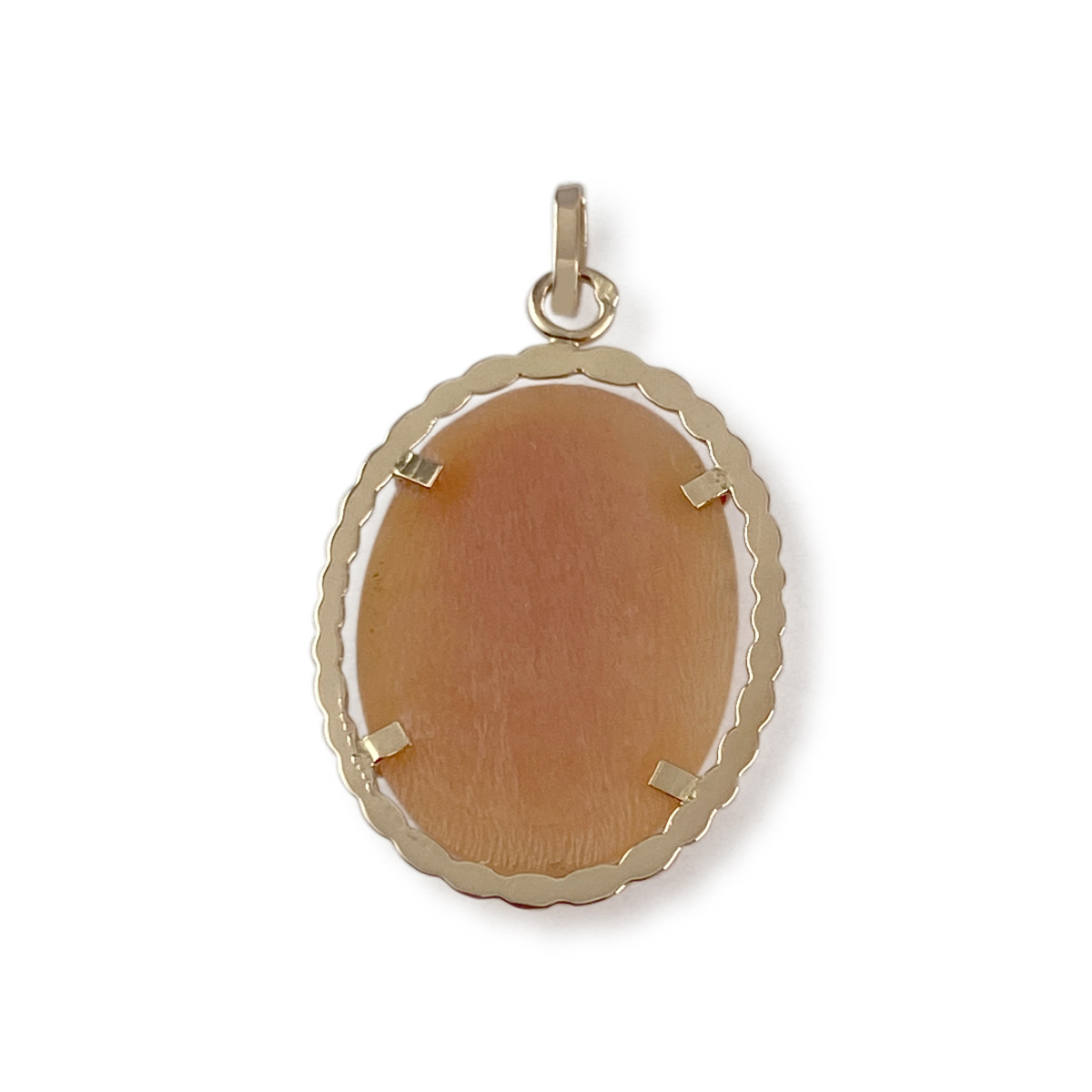 Pendentif d'occasion or 750 jaune camée coquille ovale - vue 2