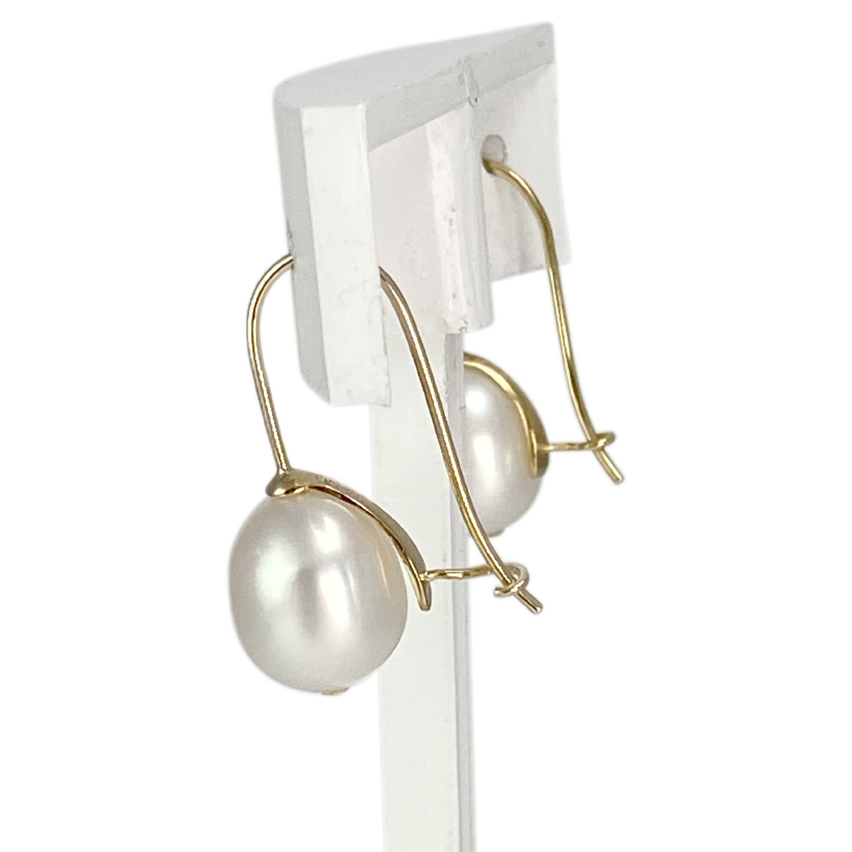 Boucles d'oreilles d'occasion or 375 jaune perles de culture de Chine - vue 2