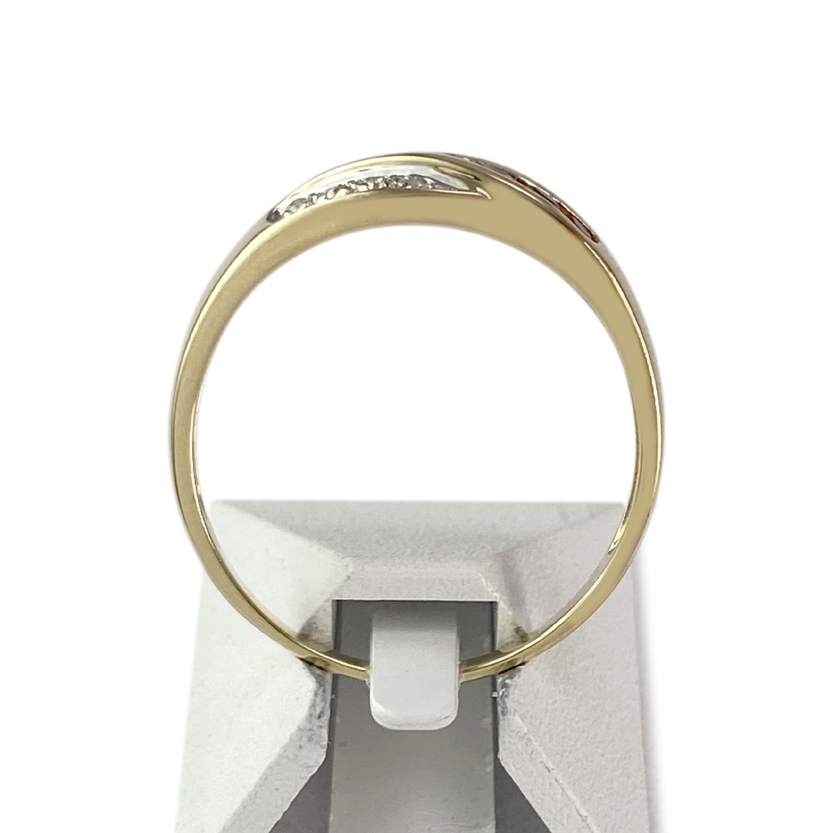 Bague d'occasion or 750 jaune et rhodié rubis diamants - vue 3
