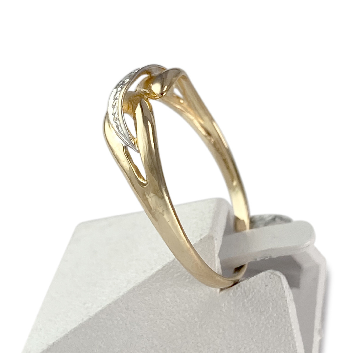 Bague d'occasion or 750 jaune et rhodié diamant - vue 2