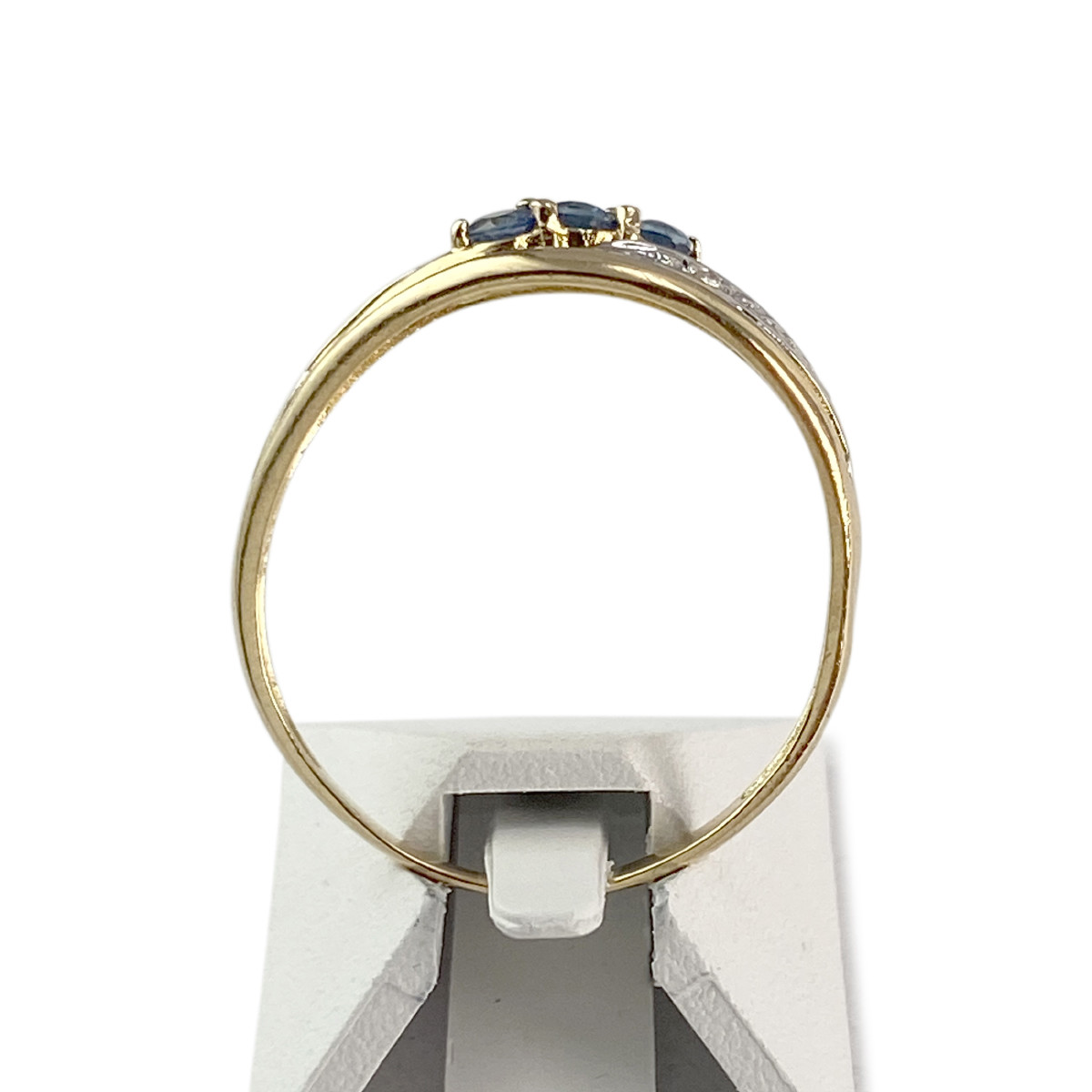 Bague d'occasion or 750 jaune et rhodié saphirs diamants - vue 3