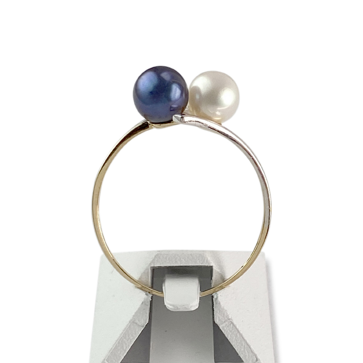 Bague d'occasion or 750 jaune et rhodié perles de culture - vue 3