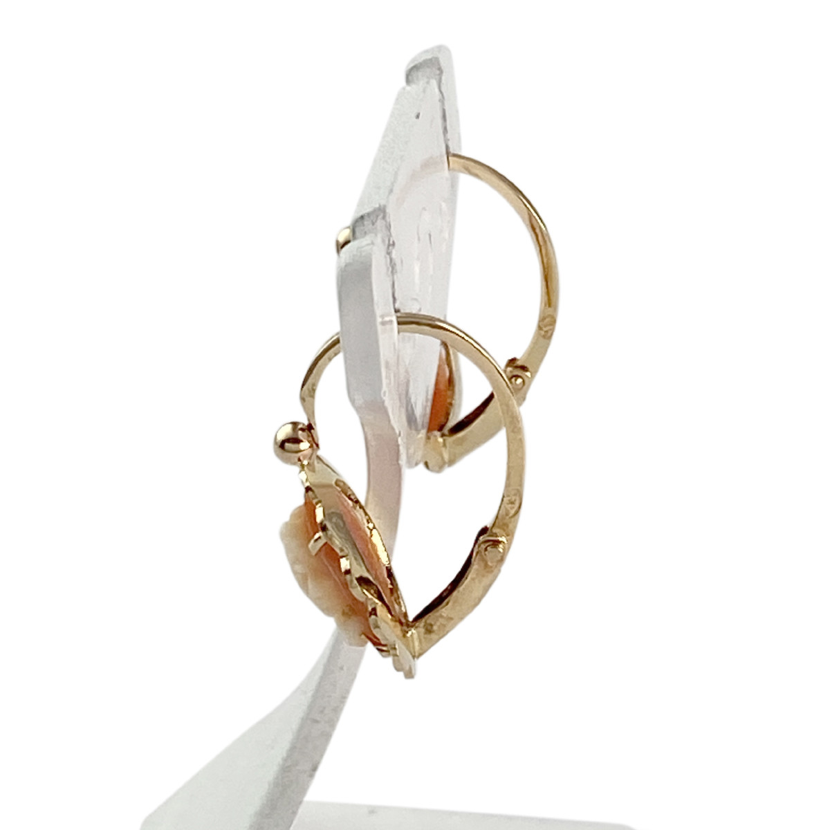 Boucles d'oreilles d'occasion or 750 jaune camée - vue 2