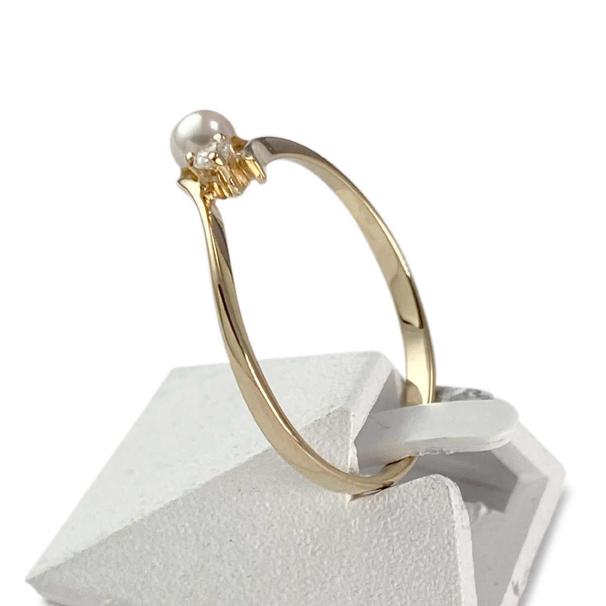 Bague d'occasion or 750 jaune perle de culture de chine zirconia - vue 2