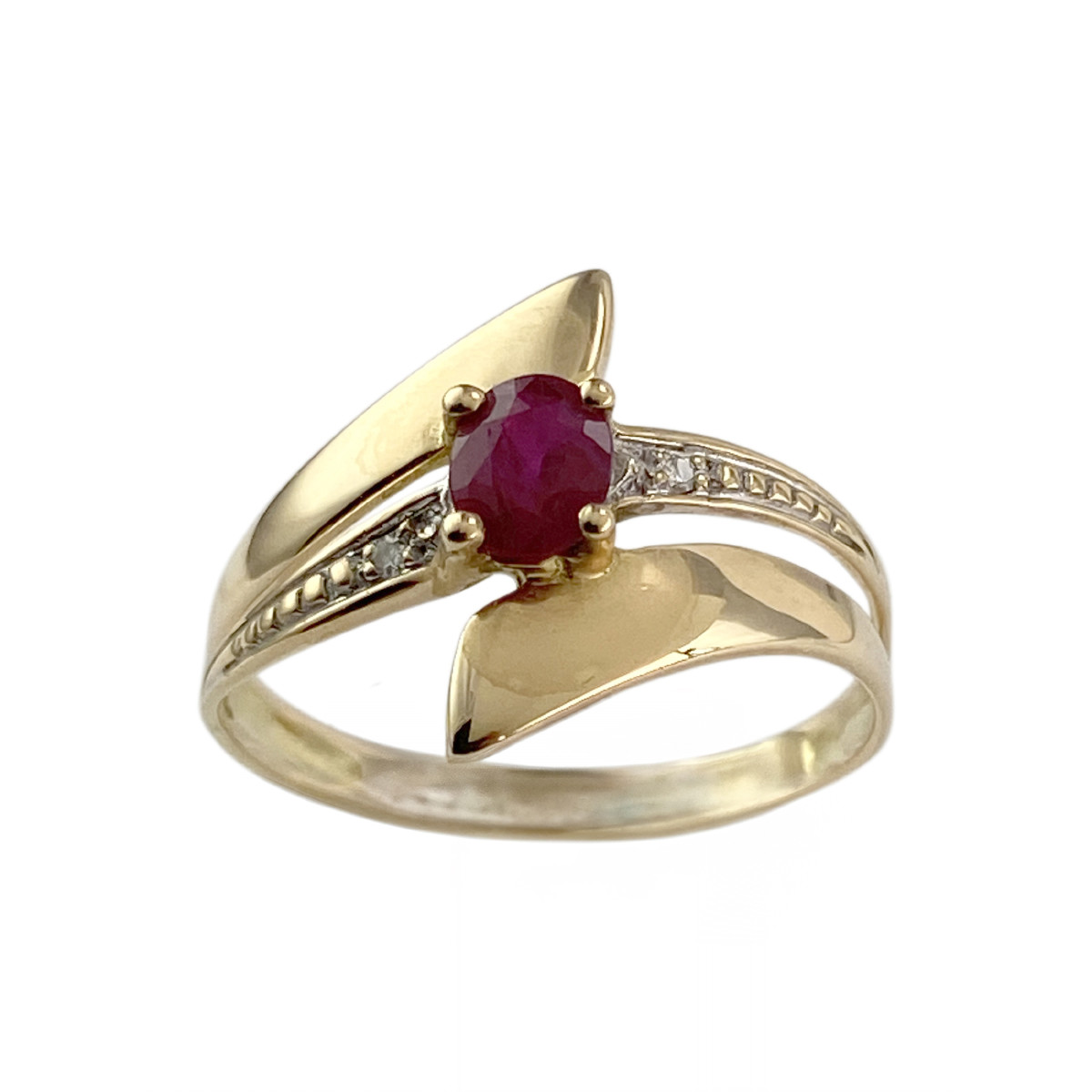 Bague d'occasion or 750 2 tons rubis diamants