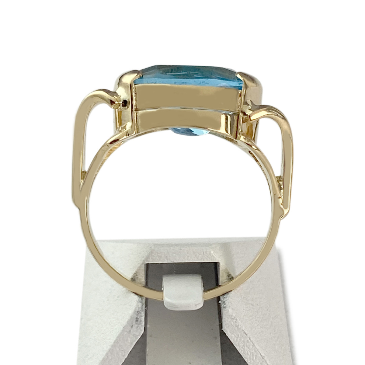 Bague d'occasion or 750 jaune topaze traitée swiss blue - vue 3