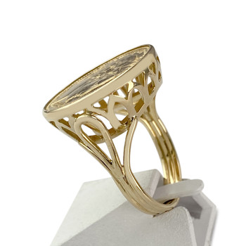 Tweedehands 750 geelgouden ring met ceres munthouder