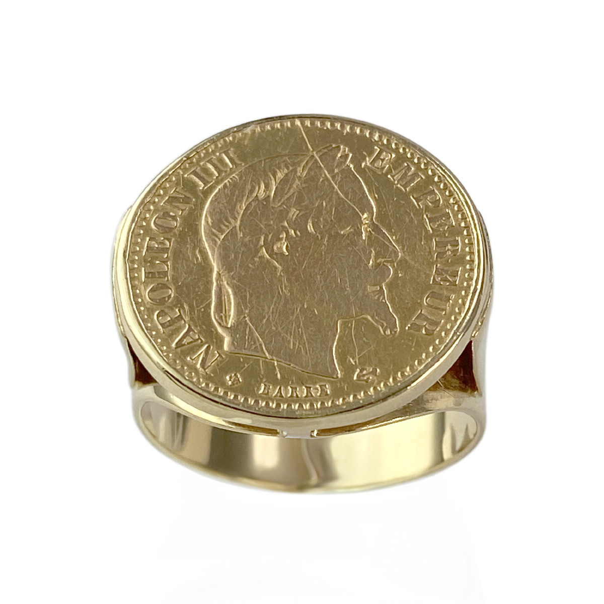 Bague d'occasion or 750 jaune porte pièce napoléon III