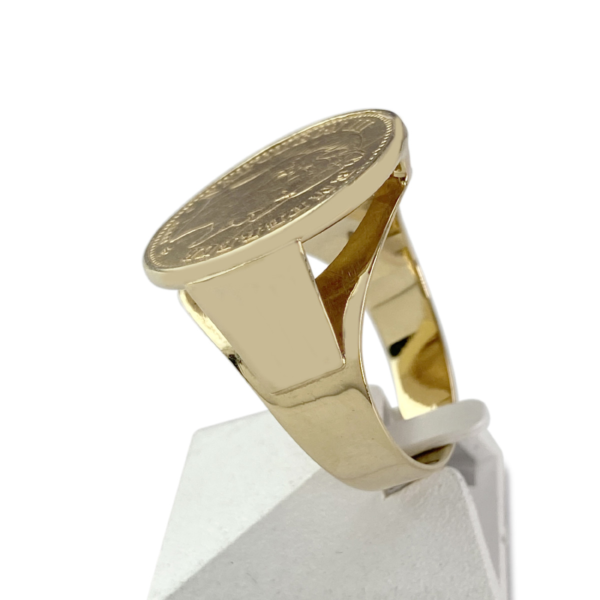 Bague d'occasion or 750 jaune porte pièce napoléon III - vue 2