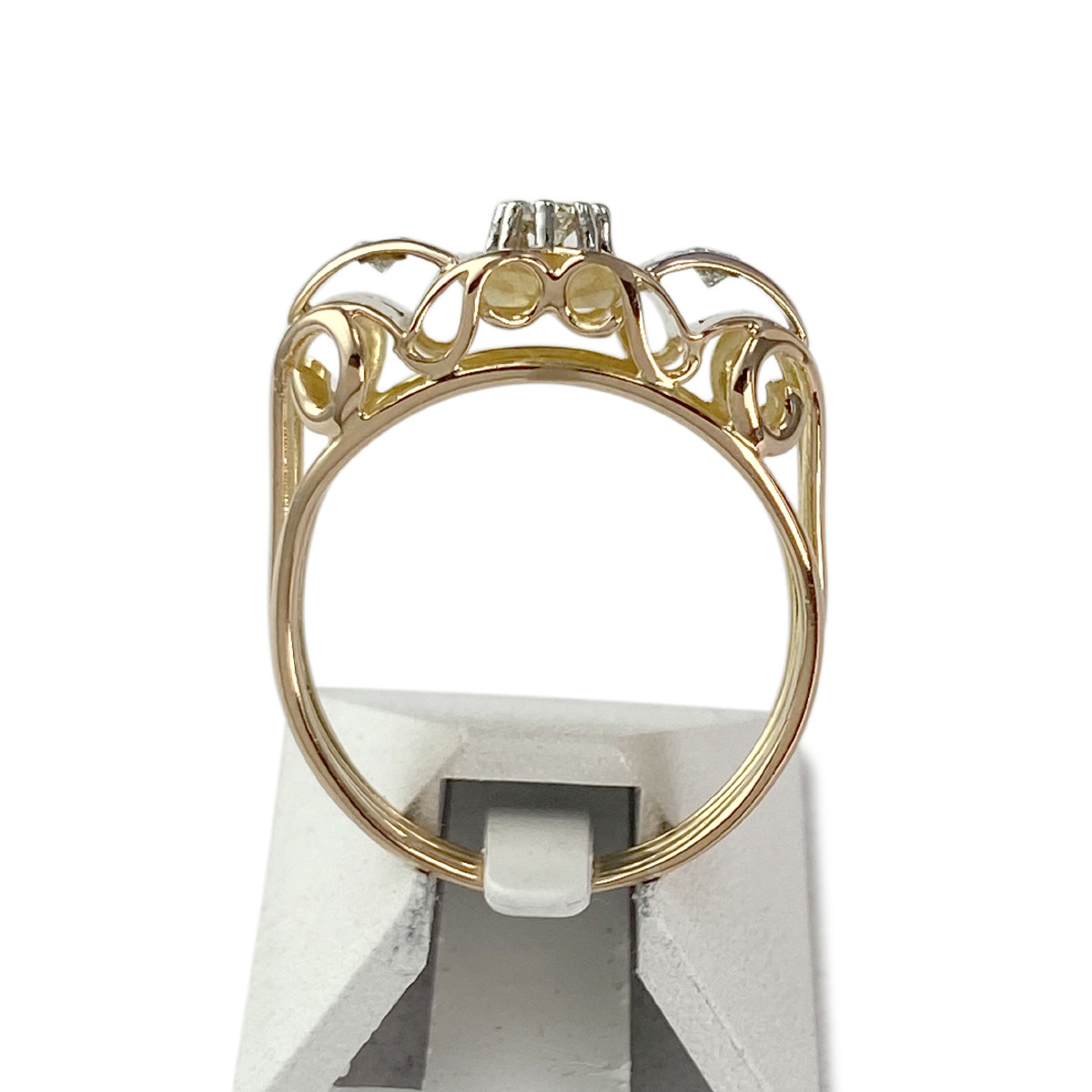 Bague d'occasion or 750 2 tons diamants - vue 3