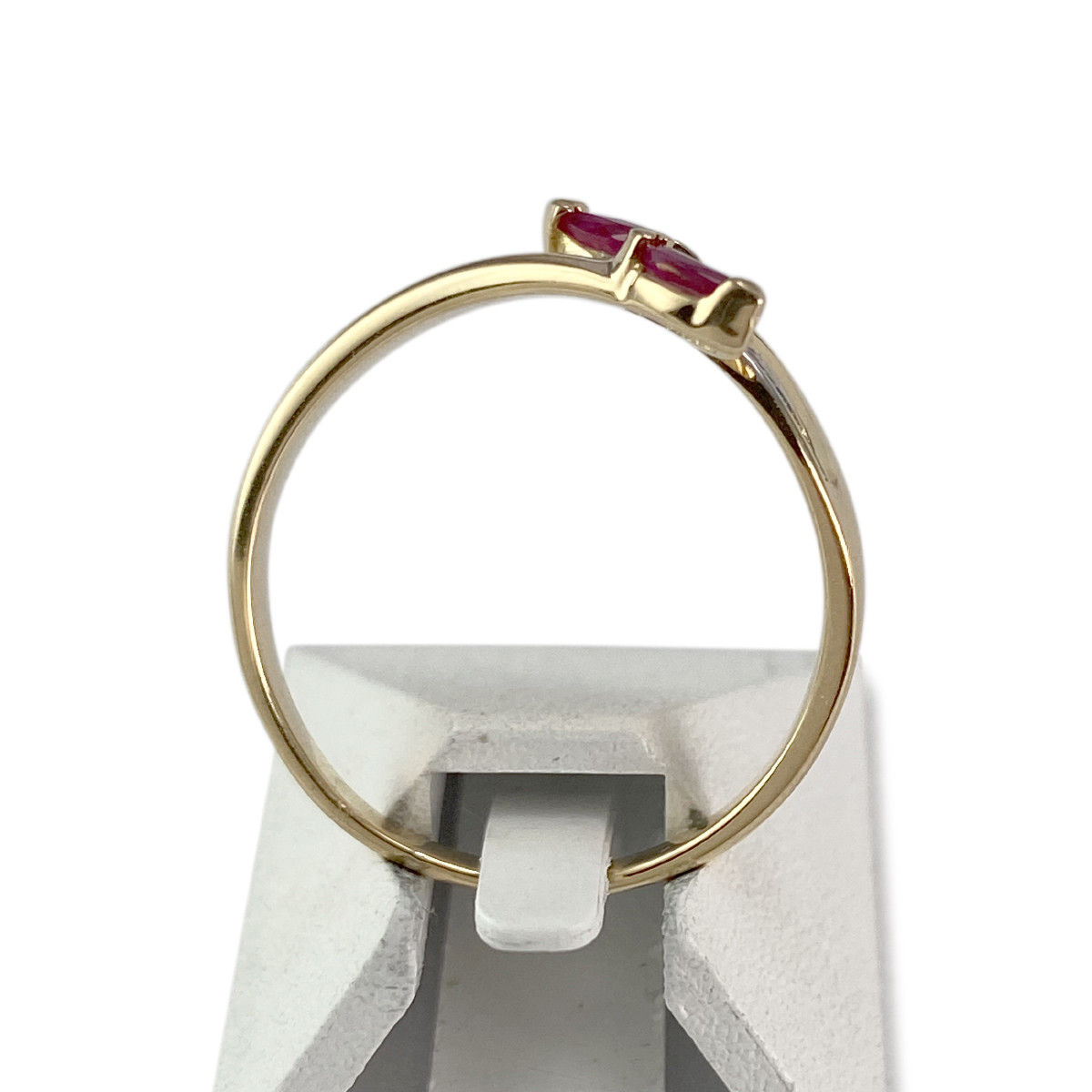Bague d'occasion or 750 2 tons rubis diamants - vue 3