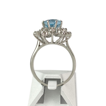Bague d'occasion or 750 blanc aigue marine diamants