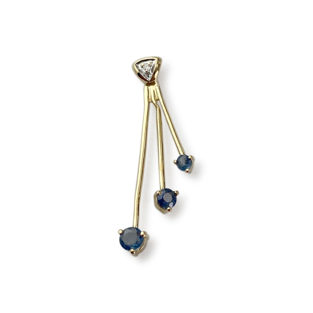 Pendentif d'occasion or 750 2 tons saphirs diamant